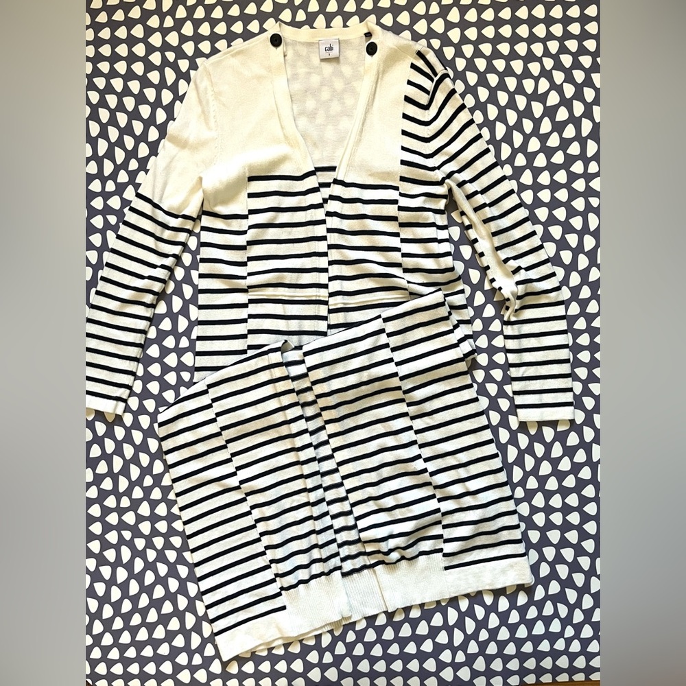 Cabi Victory Sweater Duster Cardigan Maxi Striped